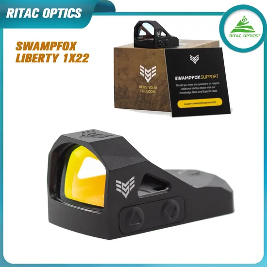 Swampfox Liberty 1X22 Compact Reflex Red DOT Sight Rmr Footprint 3 Moa Reticle Shake Wake Motion Sensing Illumination 